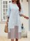 Linen Half Sleeve Crew Neck Buttoned Dresses