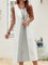 Casual Color-Block Crew Neck Cotton Dresses