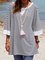 Half Sleeve Stripes Paneled Casual Shirts & Tops