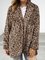 Lapel Collar Leopard Faux Fur Casual Long Jacket Coat Outerwear