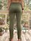 Army Green Plain Cotton-Blend Pants