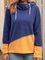 Color-Block Hoodie Fleece Casual Hoodie