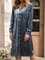 Gray Shirt Collar Long Sleeve Shift Velvet Dresses