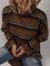 Turtleneck Long Sleeve Striped Drop-Shoulder Sweater