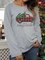 Crew Neck Cotton-Blend Long Sleeve Shirts Blouses