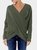 Plus Size V Neck Solid Casual Sweater