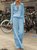 Women Shirt Collar Long Sleeve Buttoned Two Pieces Suits Plus Size Jumpsuits