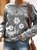 Casual and simple floral print round neck long-sleeved polyester cotton sweatshirt