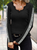 Long sleeve V-neck lace Sequin fit top T-shirt Plus Size