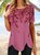 Womens Casual Short Sleeve Tunic Shirts Round Neck Button Side irregular hem gradient Flower Top T-shirt