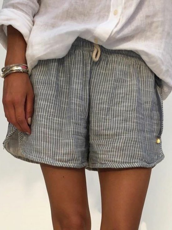 Women's Shorts Print Pant Plaid Stripe Print Casual Pockets Drawstring Wasit Summer Shorts