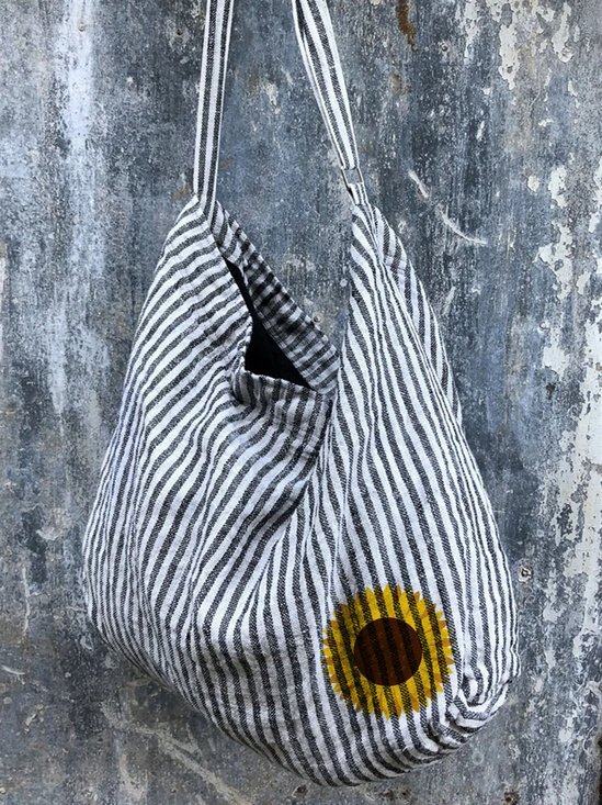 Linen Bag - Black & White Stripe