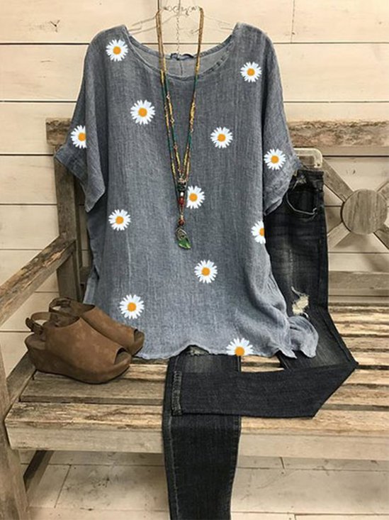 Casual Cotton Short Sleeve Tops
