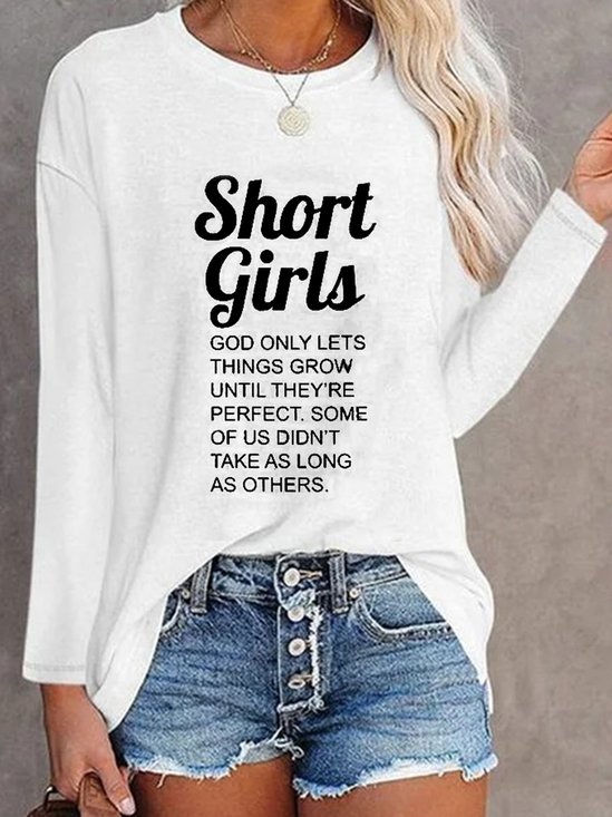 Women Text Letters Crew Neck Casual Long Sleeve T-shirt