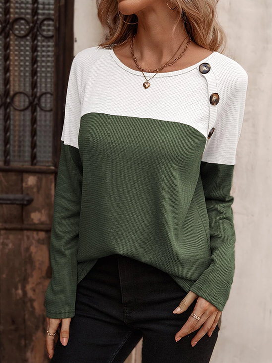 Jersey Color Block Casual tunic Top