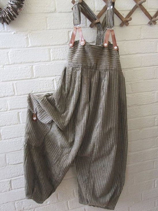 Light Gray Stripes Casual Cotton-Blend One-Pieces