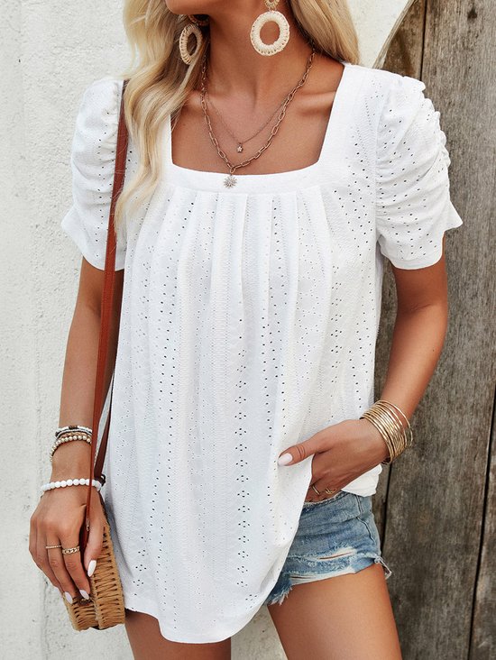 Knitted Casual Loose Square Neck Shirt