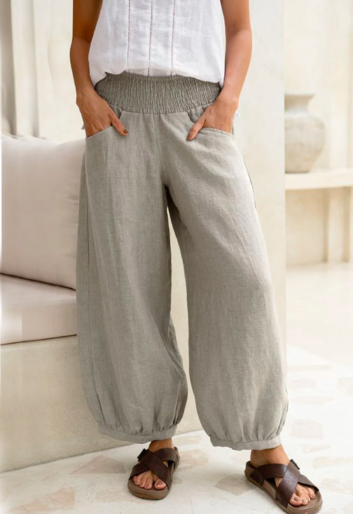 Loose Casual Plain Cotton linen Style Pants