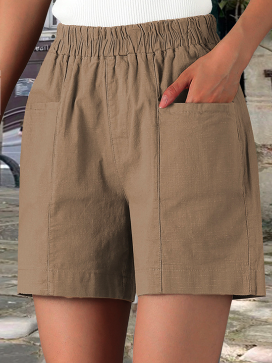Casual Plain Loose Cotton Shorts