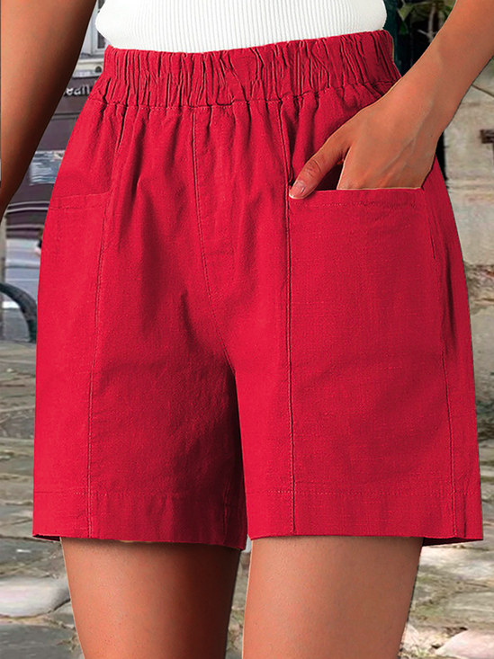 Women's Shorts Plain Pocket Short Plus Size Shorts Micro-elastic High Waist Simple Casual Street Daily Wear