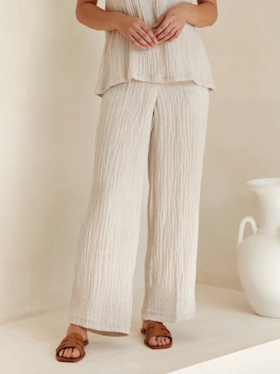 Simple Plain Loose Linen Style Pants