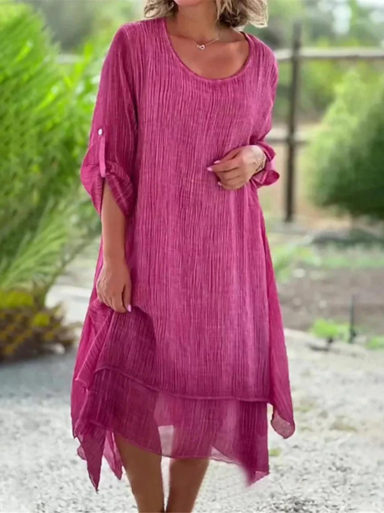 Casual Crew Neck Loose Dress
