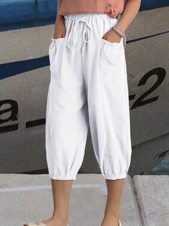 Simple Cotton Loose Linen Style Pants