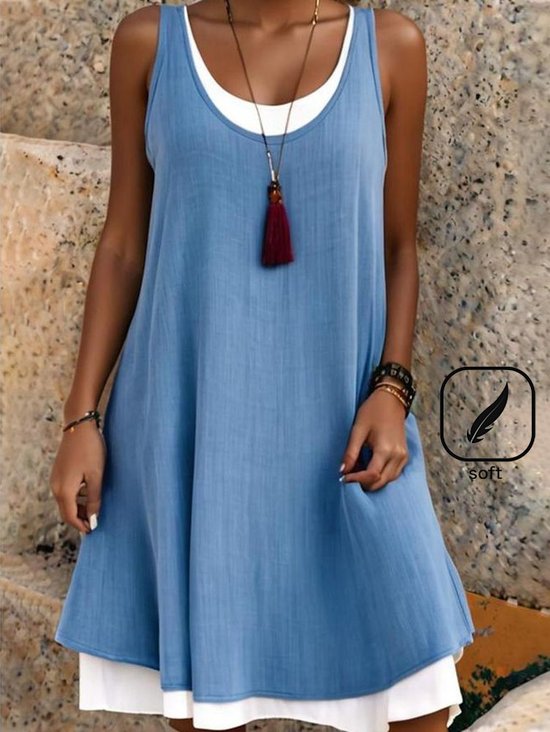 Loose Plain Casual Crew Neck Dress