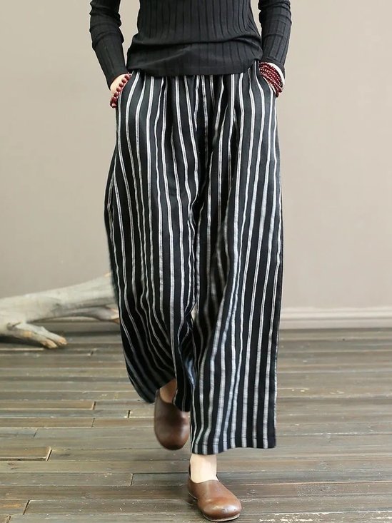 Casual Cotton Loose Plain Pants