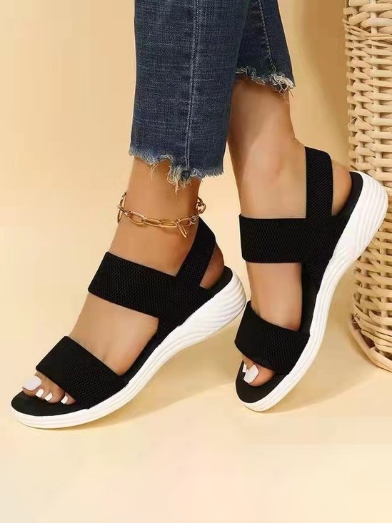 Summer Plain Synthetic Leather Slide Sandals