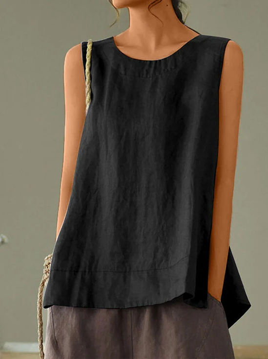 Cotton Casual Loose Linen Style Tank Top