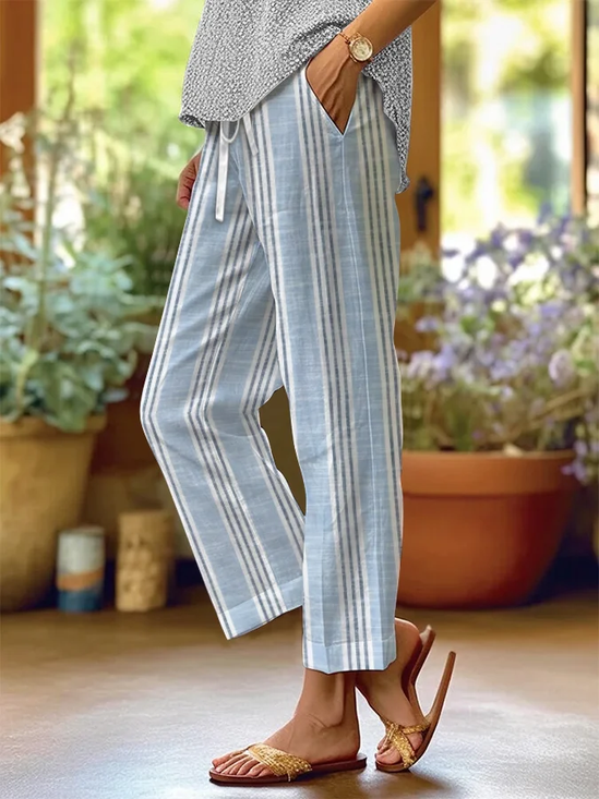 Striped Casual Linen Style Pants