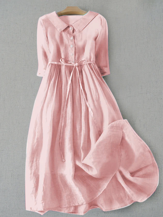 Linen Simple Loose Plain Linen Dress
