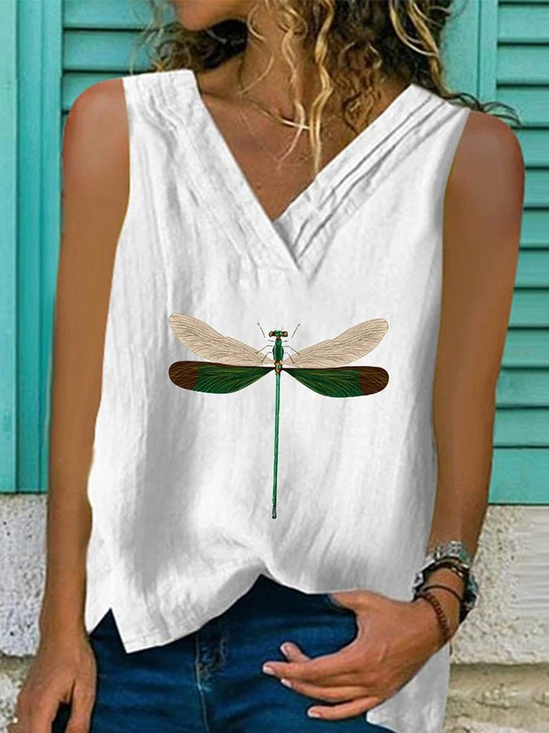 Dragonfly Simple Linen Style Tank Top