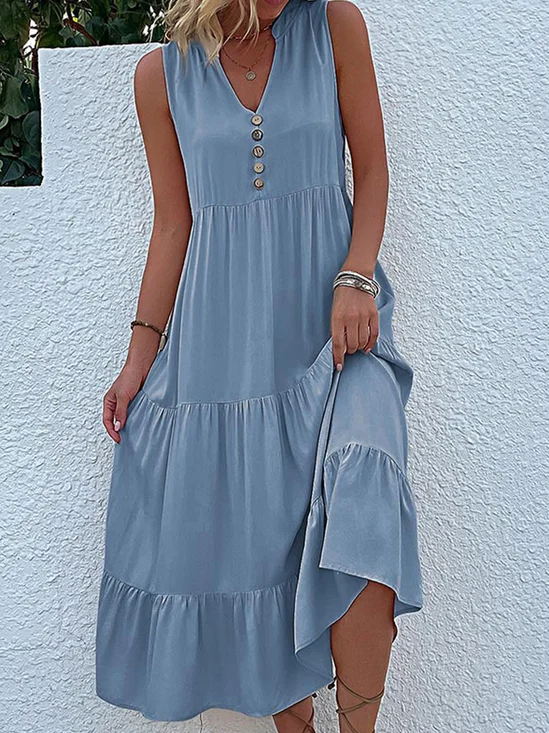 Plain Casual Dress With No