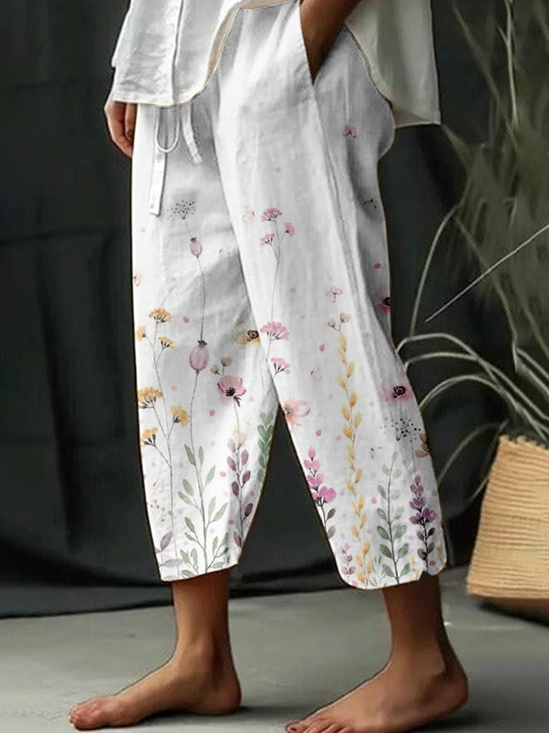 Loose Floral Pattern Casual Pants