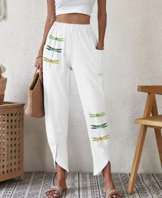 Loose Cotton Casual Dragonfly Pants