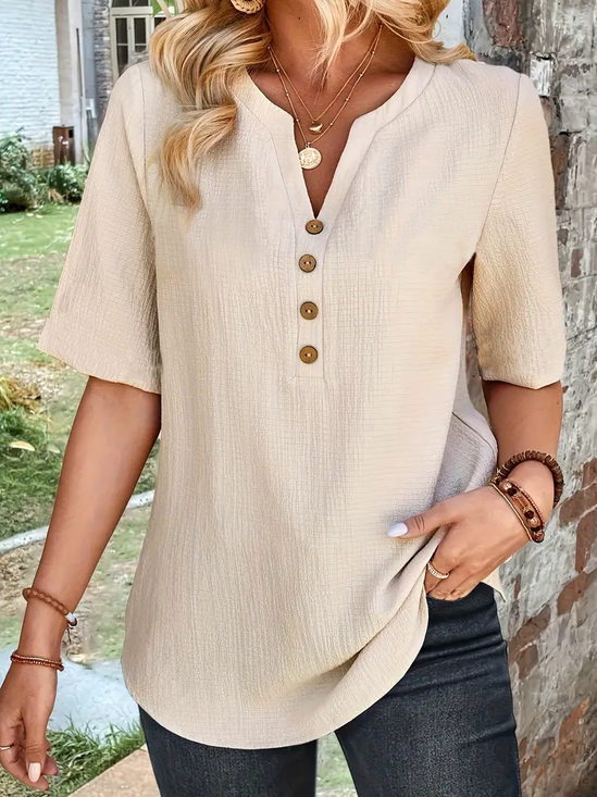 Casual Notched Blouse