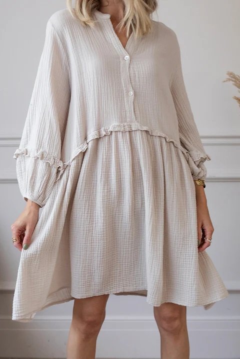 Cotton Casual Loose Dress With No
