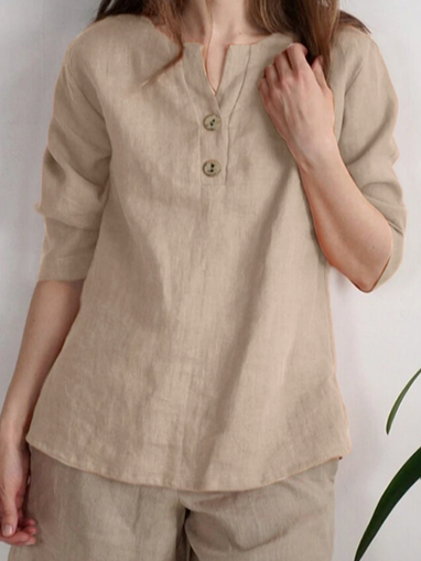 Casual Notched Loose Blouse