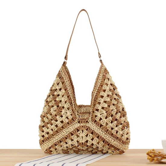 2024 popular hot style large-capacity woven bag, versatile and fashionable straw bag, holiday commuter shoulder bag