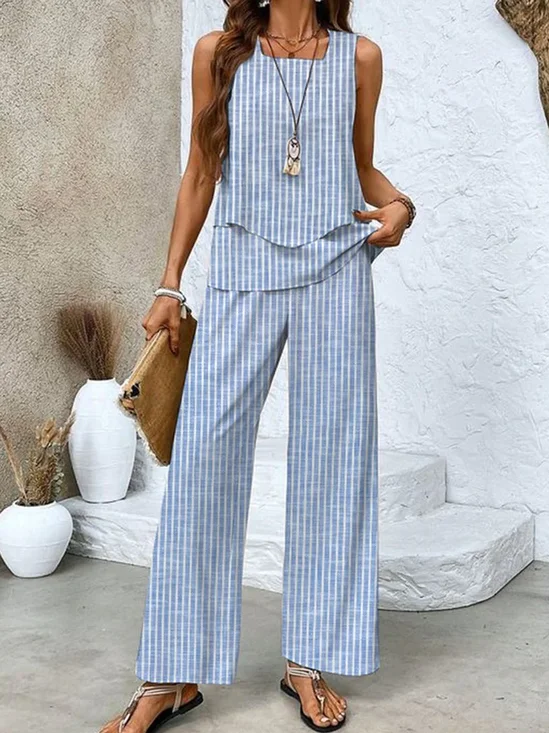 Striped Casual Two-Piece Set