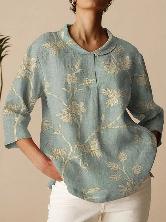 Loose Plants Notched Casual Shirt