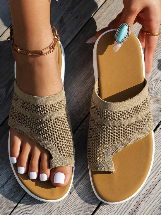 Casual Mesh Fabric Summer Plain Slide Sandals