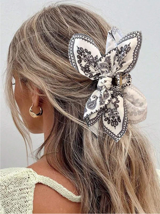 Cashew flower love double-sided clip high-grade bow head ornament hairpin back of the head shark clip