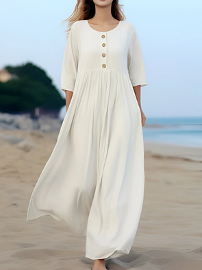 Loose Casual Cotton And Linen Dress