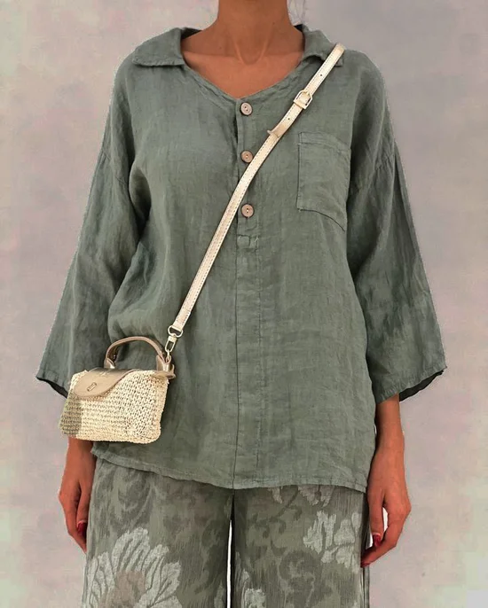 Casual Cotton And Linen Shirt