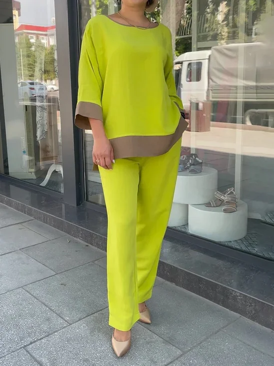 Color Block Casual Two-Piece Set