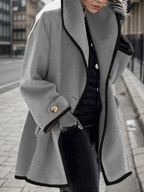 Plain Shawl Collar Elegant Coat