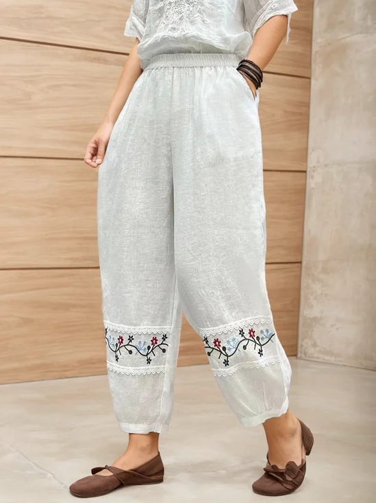 Embroidery Patterns Linen Pants